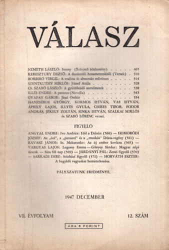 4 db Vlasz  1947/7., 1947/12., 1948/10-11., 1949/2 szmok