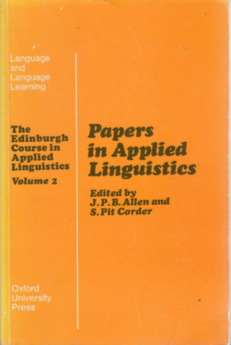 Papers in Applied Linguistic - The Edinburgh Course in Applied Linguistics Volume 2 -  Alkalmazott nyelvszet