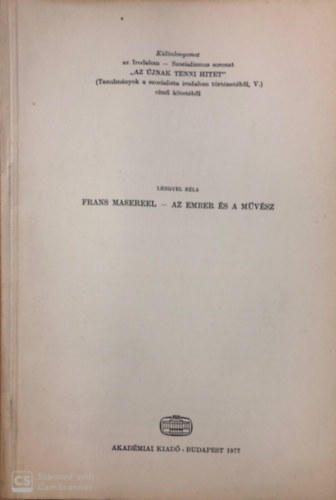 Frans Masereel - Az ember �s a m�v�szet - k�l�nlenyomat