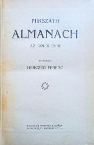 Mikszth Almanach az 1921-ik vre