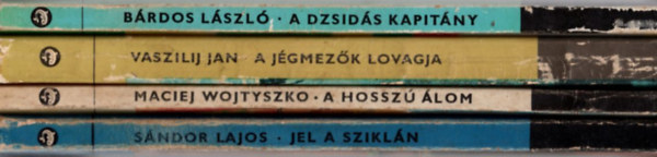 4 db Delfin knyv egytt: A dzsids kapitny, Jel a szikln, A hossz lom, A jgmezk lovagja.