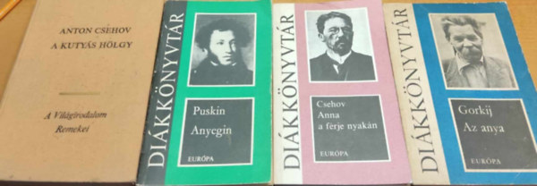 Puskin, Gorkij Csehov - 4 ktet orosz irodalom: A kutys hlgy + Az anya + Anna a frje nyakn + Anyegin