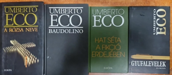 4db Umberto Eco knyv:Baudolino + A rzsa neve+Gyufalevelek+Hat sta a fikci erdejben