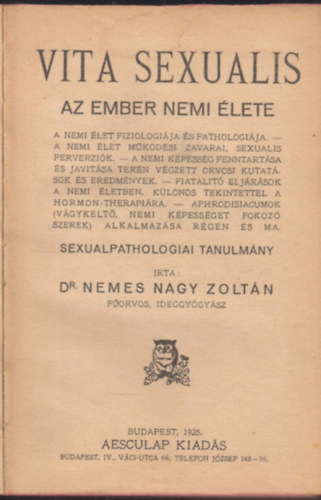 Vita sexualis - Az ember nemi �lete