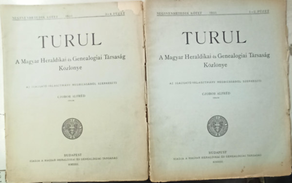 Turul: 1933 1-4 f�zet teljes (2 k�tetben) - A Magyar Heraldikai �s Genealogiai T�rsas�g K�zl�nye