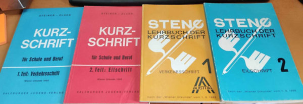 Helmut Zluga Raimund Steiner - Kurzschrift fr Schule und Beruf 1-2. + Steno lehrbuch der kurzschrift 1-2. (4 ktet)