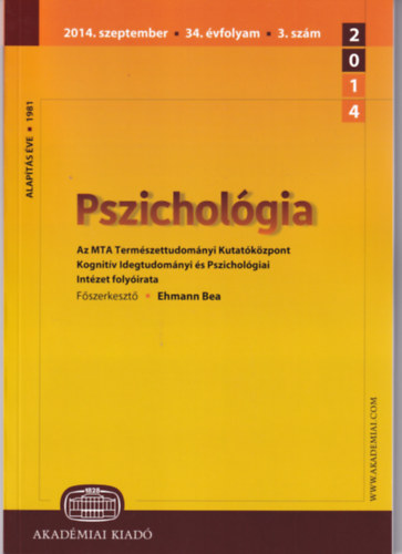 Pszicholgia 2014.december - 34. vfolyam 4. szm