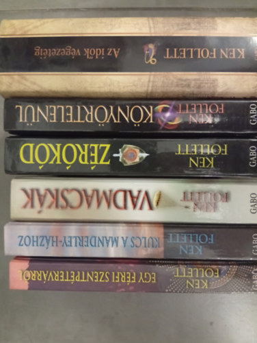 6 db Ken Follett knyv: Egy frfi Szentptervrrl + Kulcs a Manderley-hzhoz + Vadmacskk + Zrkd + Knyrtelenl + Az idk vgezetig