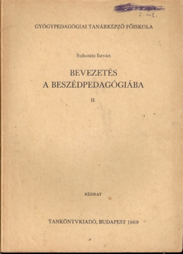 Bevezet�s a besz�dpedag�gi�ba II.