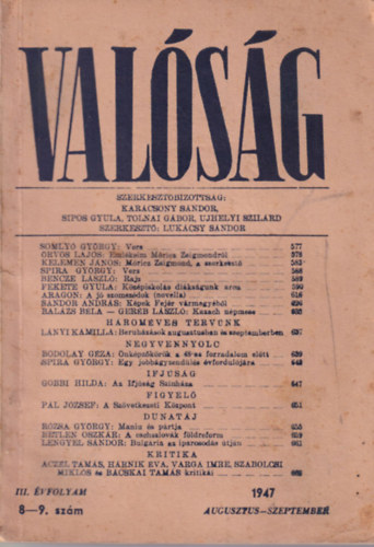 Valsg III. vf. 8-9. szm 1947