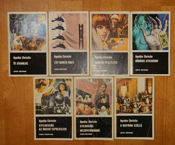 7 krimi Agatha Christiet�l: A Bertram sz�ll�, Gyilkoss�g Mezopot�mi�ban, B�b�jos gyilkosok, Temetni vesz�lyes, Egy mar�k rozs, �t kismalac, Gyilkoss�g az Orient Expresszen