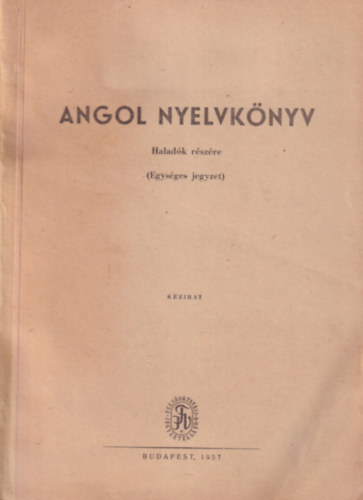 Angol nyelvknyv - Haladk rszre 1957 -es