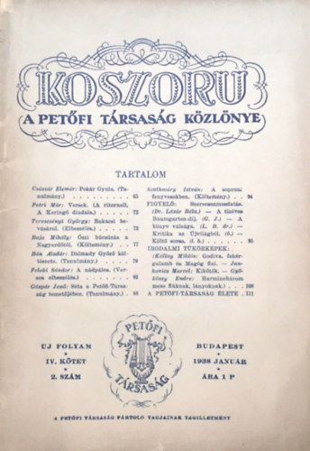 Koszoru - A Pet�fi T�rsas�g k�zl�nye - IV. k�tet 2. sz�m