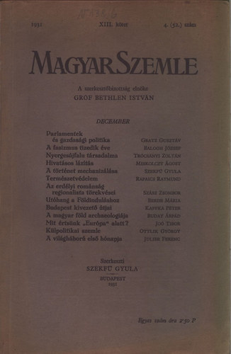 Magyar Szemle 1931. v XIII. ktet 4.(52.) szm