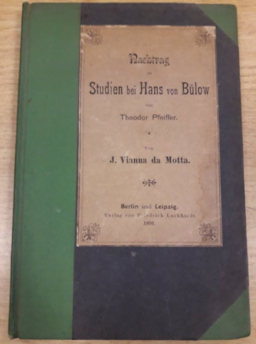 Theodor Pfeiffer - Studien Bei Hans Von B�low