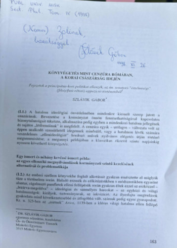 K�nyv�get�s, mint cenz�ra R�m�ban a korai cs�sz�rs�g idej�n