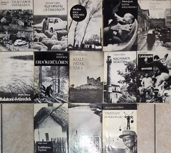 Kunszab Ferenc, Vgh Antal, Zsolt Rbert, Tsks Tibor, Lzr Istvn, Varga Domokos, Bertha Bulcsu, Halmos Ferenc, Fekete Gyula, Zm Tibor, Jcsik Lajos, Berkovits Gyrgy Moldova Gyrgy - 13db m a Magyarorszg felfedezse sorozatbl - Moldova Gyrgy-Tisztelet Komlnak!; Kunszab Ferenc-Srkz; Vgh Antal-Erdhton, Nyrn; Zsolt Rbert-Labdargk, sportolk; Tsks Tibor-Nagyvros szletik; stb.(a tbbi szerz