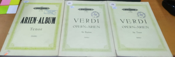 3 db Edition Peters: Arien-Album: Tenor + Verdi Opern-Arien fr Tenor + Verdi Opern-Arien fr Bariton