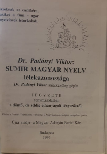 Sumir Magyar nyelv llekazonossga