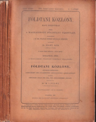 Fldtani Kzlny 1905/2-3, 6-7, 8-9, 10-12. (lapszmonknt 4 db)