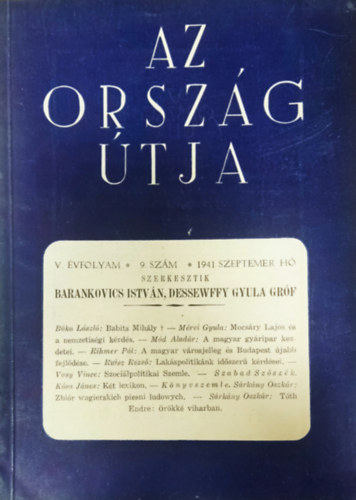 Az orszg tja V. vfolyam 9. szm (1941. november)