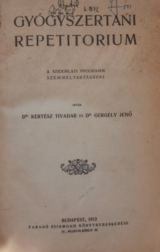 Gy�gyszertani repetitorium