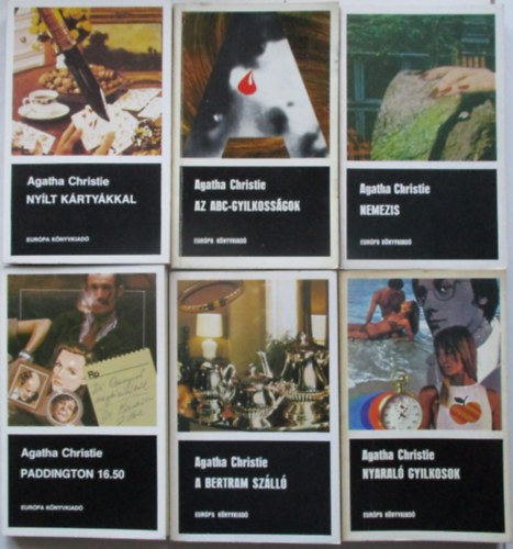 6 db Agatha Christie: A Bertram sz�ll�; Az ABC-gyilkoss�gok; Nemezis, Nyaral� gyilkosok; Ny�lt k�rty�kkal; Paddington 16.50