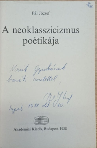 A neoklasszicizmus potikja (dediklt)