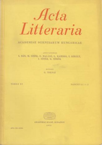Acta Litteraria Tomus XV. Fasciculi 1-2.