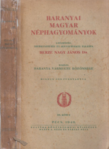 Baranyai magyar nphagyomny III.
