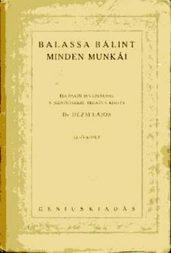 Balassa B�lint minden munk�i I-II.