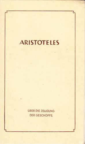 ber die Zeugung der Geschpfe