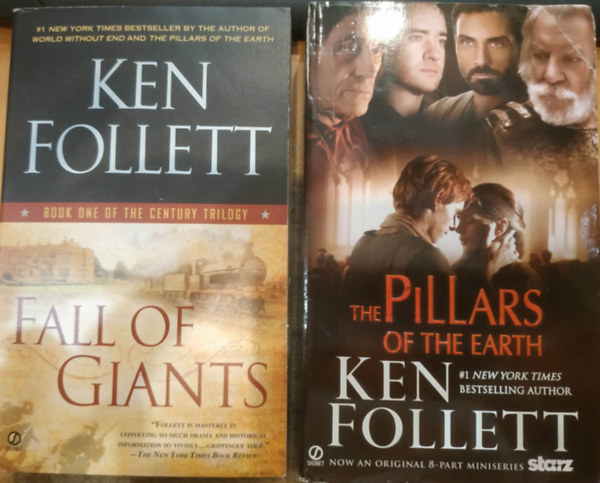 2 db Ken Follett: The Pillars of the Earth + Fall of Giants