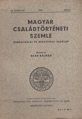 Magyar csal�dt�rt�neti szemle (IX. �vf. 1943. j�nius)