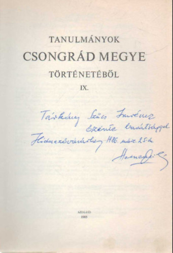 Tanulm�nyok Csongr�d megye t�rt�net�b�l IX.