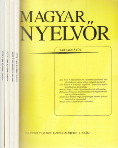 Magyar Nyelvr (2009. teljes vfolyam, 4 ktetben, lapszmonknt)