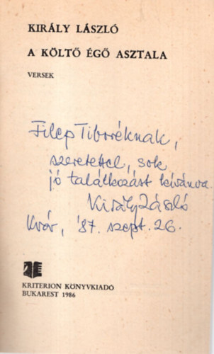 A klt g asztala - Versek - Dediklt