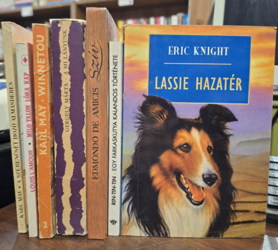 7 db ifj�s�gi reg�ny, K�NYVMENT� AJ�NLAT: A szerencs�t hoz� alm�sderes, Milo talpon l�ra kap, Winnetou, A mi l�nyunk, Sz�v, Rin-tin-tin, Lassie hazat�r