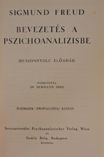 Sigmund Freud - Bevezet�s a pszichoanal�zisbe