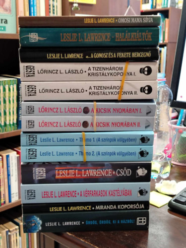 Knyvcsomag, 10 db. Leslie L. Lawrence. Omosi mama spja+Hallkiltk+A gonosz s a fekete hercegn+A tizenhrom kristlykoponya I-II.+A kicsik nyomban I-II.+Thumo1-2.+Csd+A vrfarkasok kastlyban+Miranda koporsja+rdg, rdg