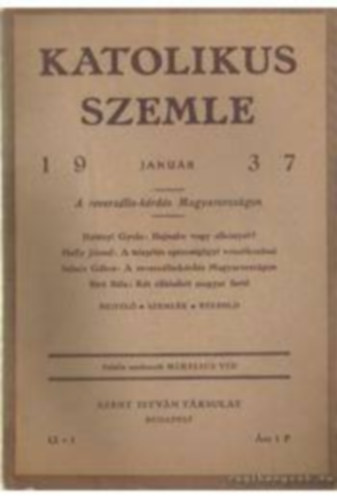 Katolikus szemle 1937. janur