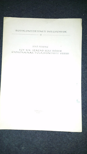 Egy XIX. sz�zad eleji k�dex Csokonainak tulajdon�tott versei