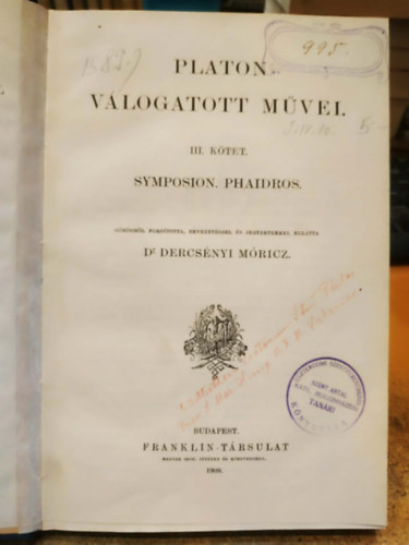 Platon v�logatott m�vei III: Symposion-Phaidros