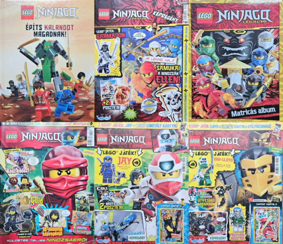 6 db Leg� Ninjago k�nyv �s �js�g: LEGO Ninjago - �p�ts kalandot magadnak + 5 db Lego Ninjago �js�g