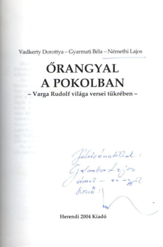 rangyal a pokolban- Varga Rudolf vilga versei tkrben