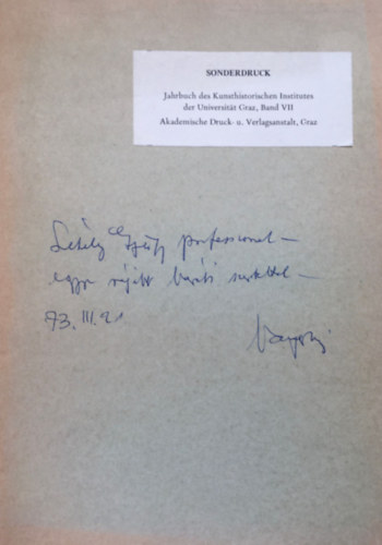 Vayer Lajos - Jahrbuch des kunsthistorischen Institutes der Universit�t Graz - Band VII.