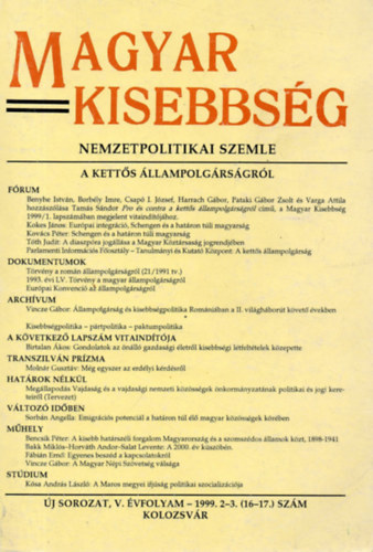 Szkely Istvn  (szerk.) - Magyar Kisebbsg V. vf. 1999. 2-3. (16-17.)