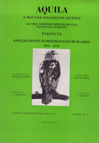 Aquila - A Magyar Madrtani Intzet vknyve 1971-1972 (LXXVIII-LXXIX. vf. Vol. 78-79.)