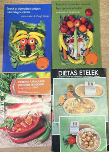 4 darab szak�csk�nyv: �trendi aj�nl�sok cukorbetegeknek - �trendi �s �letm�dbeli tan�csok cukorbetegek sz�m�ra - �trendi �s �letm�dbeli tan�csok hiperlipoprotein�mi�ban - Di�t�s �telek