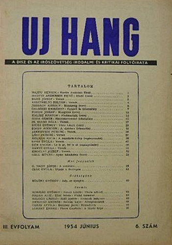 Uj hang - III. vfolyam 6. szm, 1954. jnius